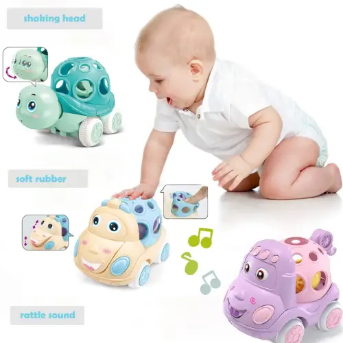 Baby Toys for 12-24 Months, Car Toys for 1 Year Old Toddler, Rattle & Roll Toys for Baby Boys Girls Easter Basket Stuffer - 4