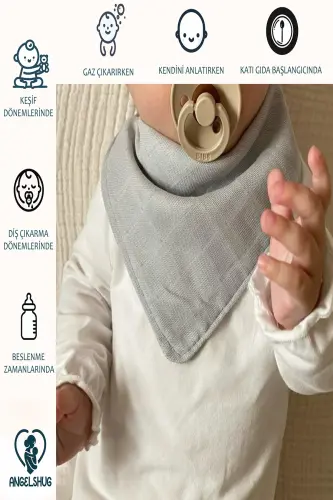 12 Adet %100 Organik Müslin Çift Katlı Bebek Fuları Yakalık Mama Ve Salya Önlüğü - 4