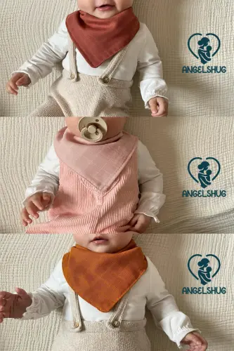 12 Adet %100 Organik Müslin Çift Katlı Bebek Fuları Yakalık Mama Ve Salya Önlüğü - 7