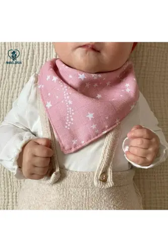 12 Adet %100 Organik Müslin Çift Katlı Bebek Fuları Yakalık Mama Ve Salya Önlüğü - 8