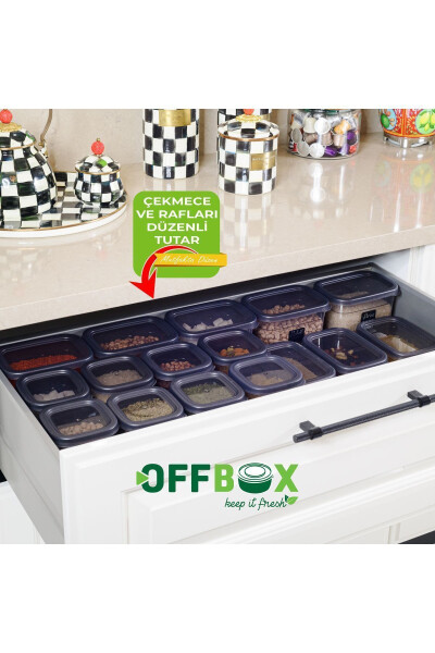 12 Adet 24 Parça 2 Litre Dikdörtgen Erzak Bakliyat Saklama Kabı Seti 20 Etiket Hediyeli-ANTRASİT - 14