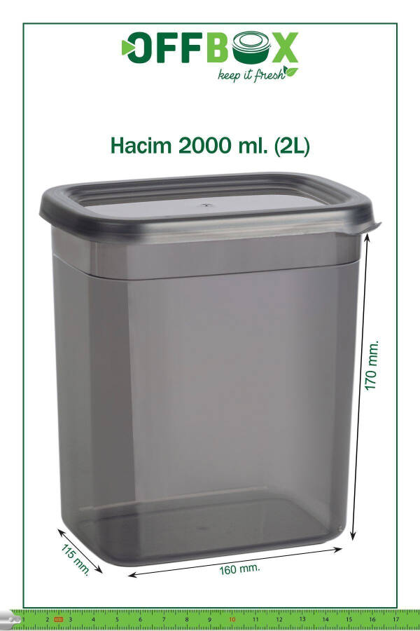 12 Adet 24 Parça 2 Litre Dikdörtgen Erzak Bakliyat Saklama Kabı Seti 20 Etiket Hediyeli-ANTRASİT - 8