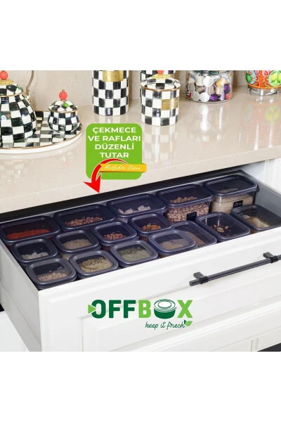 12 Adet 24 Parça 2 Litre Dikdörtgen Erzak Bakliyat Saklama Kabı Seti 20 Etiket Hediyeli-ANTRASİT - 21