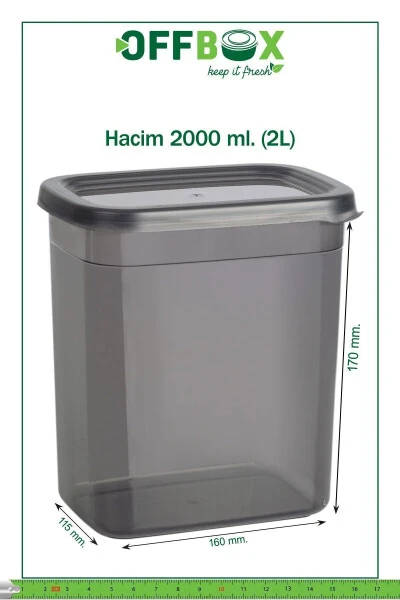 12 Adet 24 Parça 2 Litre Dikdörtgen Erzak Bakliyat Saklama Kabı Seti 20 Etiket Hediyeli-ANTRASİT - 16