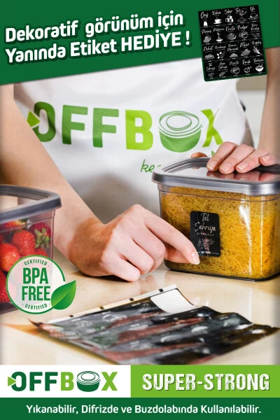 12 Adet 24 Parça 2 Litre Dikdörtgen Erzak Bakliyat Saklama Kabı Seti 20 Etiket Hediyeli-ANTRASİT - 5