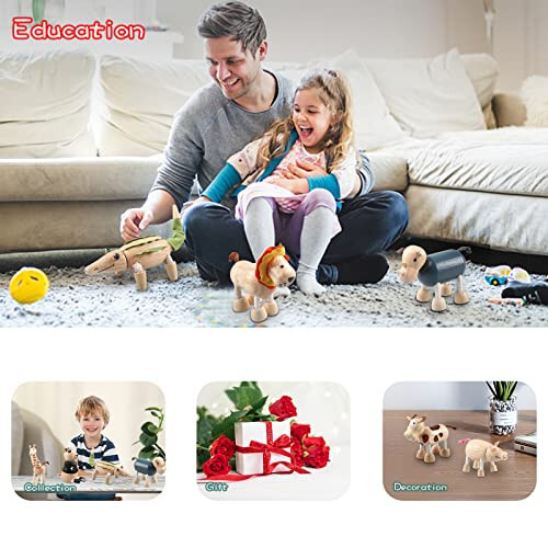 12PCS Bendable Wooden Animal Toys, Fun and Posable Animal Toys for Early Education, Smooth Natural Wood, Safari Farm Wood Animals Learning Toy for Kids - 33