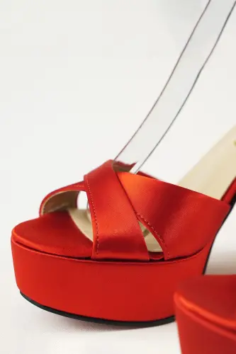 12 Cm Kırmızı Saten, Çapraz Model, Çok Rahattır, Konfor Odaklıdır. - kırmızı saten - 5