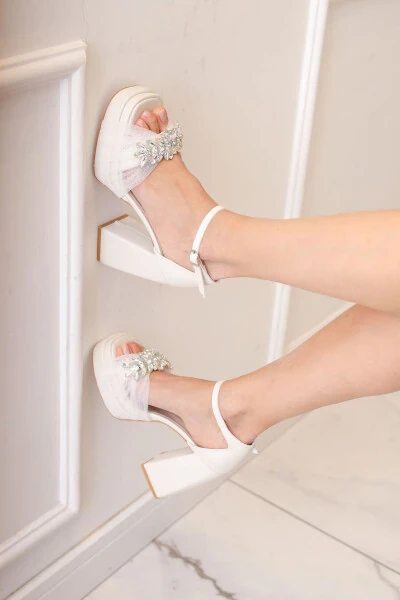 12 Cm Tulle Stone Bridal Shoes-243777 - Modazone (1)