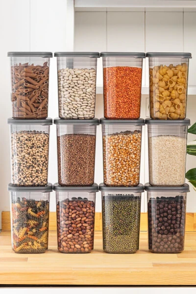 12 dona etiketli va suv o'tkazmaydigan qopqoqli oziq-ovqat saqlash to'plami - 1200 ML - Etiket sovg'a qilingan - icone life