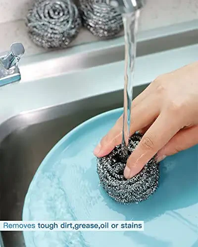 12 dona po'lat jun tozalash yostig'i Idishlar, qozonlar, pechlar, panjara, lavabolar uchun - Oshxona uchun zanglamaydigan po'latdan yasalgan tozalagichlar, 12 dona - 4