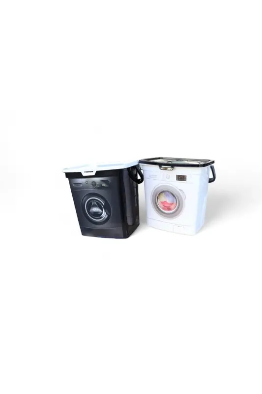 12 Litre Decorative Detergent Detergent Box Detergent Container - 6 6l Machine Shaped (2pcs)-BLACKWHITEPK - 3