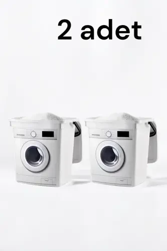 12 Litre Decorative Detergent Detergent Box Detergent Container - 6 6l Machine Shaped (2pcs)-white - FERAH PLASTİK (1)