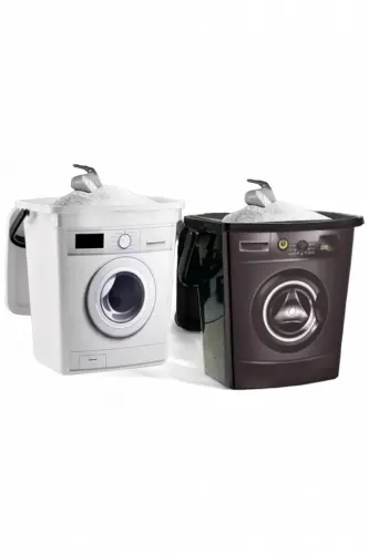 12 Litre Dekoratif Deterjanlık Deterjan Kutusu Deterjan Kabı - 6 6l Makine Şekilli-beyaz siyah - FERAH PLASTİK (1)