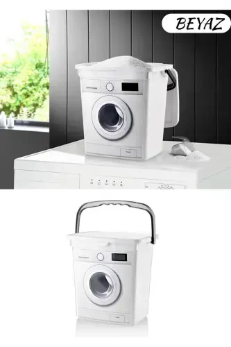 12 Litre Dekoratif Deterjanlık Deterjan Kutusu Deterjan Kabı - 6 6l Makine Şekilli (2li)-beyaz - 3
