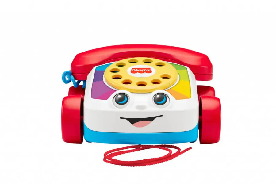 12 oylikdan katta bolalar uchun aylanuvchi diskli Fisher-Price Chatter Telephone tortish o'yinchoq telefoni - 4