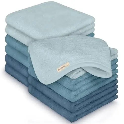 12-Pack Baby Washcloths, Soft Absorbent Washcloths for Face, Body (Depths) | Viscose from Bamboo Washcloths, Baby Towels, Newborn, Kids, Toddlers, Infant, Gentle on Sensitive Skin, 10x10, Reusable - 1