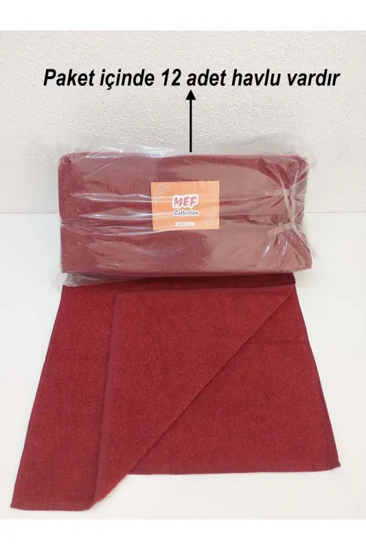 12-Pack Burgundy Hairdresser Barber Towel 50x90 | Professional Hair Drying Towel Value Set - Burgundy - 5