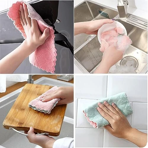 12 Pack Cleaning Cloth Kitchen Cloth, Dish Towels Super Absorbent Coral Velvet Dishtowels, Microfiber Premium Soft Tea Towels, Quick Dry Rags, Multipurpose Reusable Washcloths, Non-Stick Oil Cloths. - MISSJOJIAY (1)