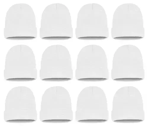 12 Pack Erkaklar va Ayollar uchun Qishki Beanie Shlyapalar, Issiq Yumshoq Trikotaj Manjetli Bosh Suyagi Shapka, Ulgurji - 1