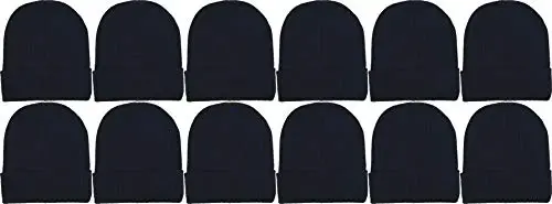 12 Pack Erkaklar va Ayollar uchun Qishki Shapka, Issiq Yumshoq Trikotajli Manjetli Bosh Suyagi Shapka, Ulgurji - 12 (1)