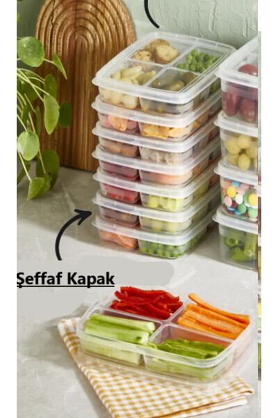12 Pack Frozen Mini 4 Compartment Meal Prep Food Storage Containers - Ground Meat Chicken Freezer Organizer - 12