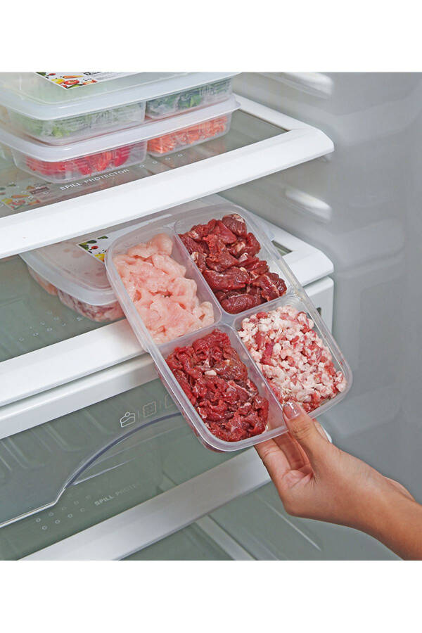 12 Pack Frozen Mini 4 Compartment Meal Prep Food Storage Containers - Ground Meat Chicken Freezer Organizer - 13