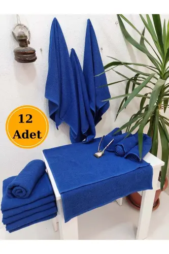 12-Pack Royal Blue Hairdresser Barber Towel 50x90 | Professional Hair Towel Economic Set - Royal Blue 