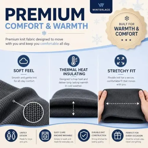 12 Pack Winter Beanie Hats for Men Women, Warm Cozy Knitted Cuffed Skull Cap, Wholesale - 12 (1)