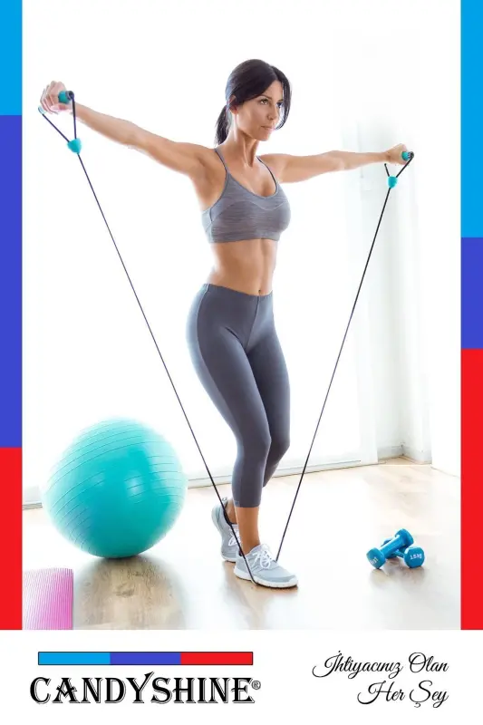 ® 12 Parça Deluxe Profesyonel Lateks Premium Kalite Fitness Kondisyon Spor Aleti Direnç Lastiği Set - 5 Renk - 4