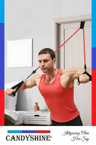 ® 12 Parça Deluxe Profesyonel Lateks Premium Kalite Fitness Kondisyon Spor Aleti Direnç Lastiği Set - 5 Renk - 6