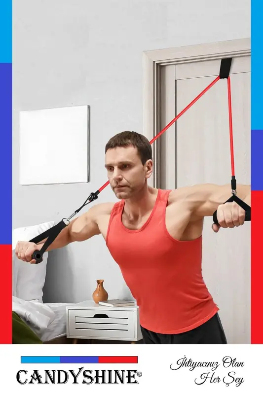 ® 12 Parça Deluxe Profesyonel Lateks Premium Kalite Fitness Kondisyon Spor Aleti Direnç Lastiği Set - 5 Renk - 6
