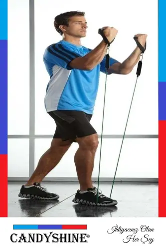 ® 12 Parça Deluxe Profesyonel Lateks Premium Kalite Fitness Kondisyon Spor Aleti Direnç Lastiği Set - 5 Renk - 8