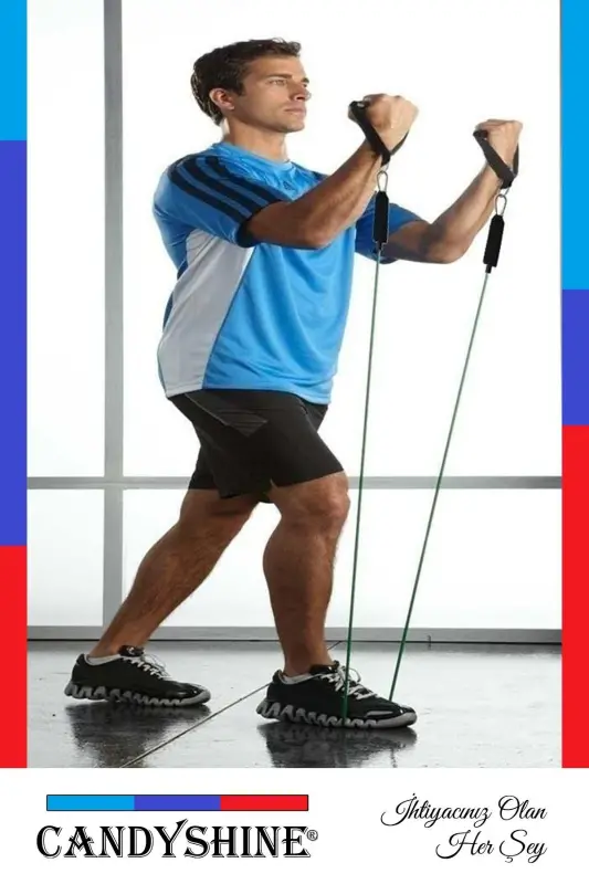 ® 12 Parça Deluxe Profesyonel Lateks Premium Kalite Fitness Kondisyon Spor Aleti Direnç Lastiği Set - 5 Renk - 8