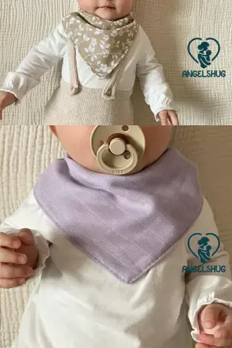 12 Pcs 100% Organic Muslin Double Layer Baby Bibs Bandana Drool Bib - 5