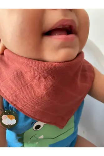 (12 Pcs) Run Baby %100 Organic Cotton Muslin Fabric Two-Snap Baby Bib & Scarf - 4
