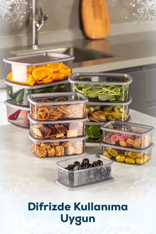 12-Piece Airtight Food Storage Container Set Anthracite 3x(250-500-750-1200 ML)-Anthracite - 4