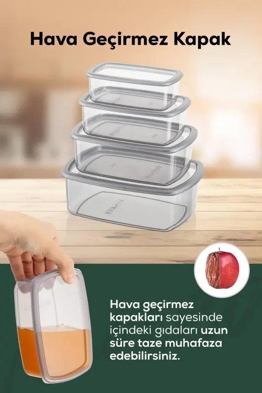 12-Piece Airtight Food Storage Container Set Anthracite 3x(250-500-750-1200 ML)-Anthracite - 5