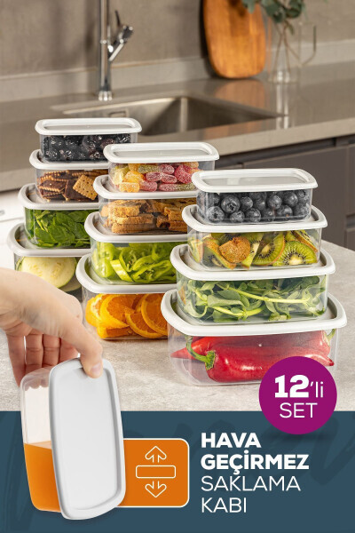 12 Piece Airtight Storage Container Set Grey 3x(250-500-750-1200 ML) - VIENEV