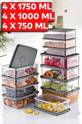 12-Piece Set Rectangular Microwave & Freezer Safe Trio Storage Container X4 0.75 Lt/1 Lt/1.5 Lt - OPEN HOME CONCEPT (1)