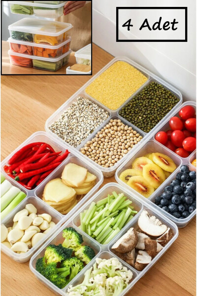 12-Piece Storage Set (8 x 400 ML) (4 x 1000 ML) 4-Compartment Meal Prep Portion Storage Containers - BAYEV (1)