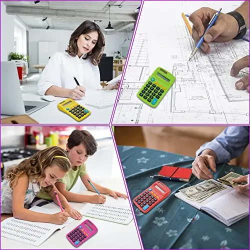 12 Pieces Pocket Calculator,Pocket Size Mini Calculators,8 Digit Display Basic Calculator,Solar Battery Dual Power Desktop Calculators for Students Kids Home Office (Multicolor, 12 Pieces) - 7