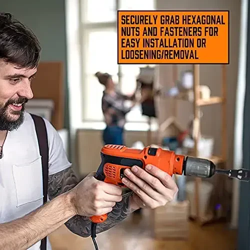 12 qismli magnitli gayka haydovchi to'plami - Premium zarba quvvatli olti burchakli gayka haydovchi matkap uchi asosiy to'plami, SAE va metrik, 1/4 dyuymli tez almashtirish - 6