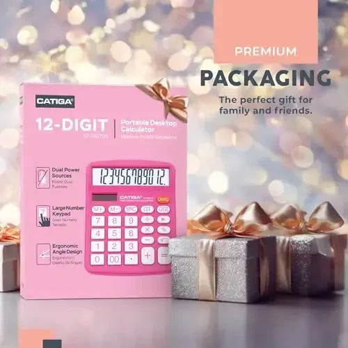 12-разрядный настольный калькулятор с большим ЖК-дисплеем и чувствительными кнопками, двойным солнечным питанием и аккумулятором, стандартные функции для офиса, дома, школы, CD-2786 - CATIGA