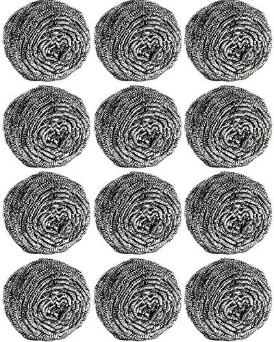 12 шт. Стальная мочалка для мытья посуды, кастрюль, духовок, грилей, раковин - Мочалки из нержавеющей стали для кухни, 12 шт. - 1