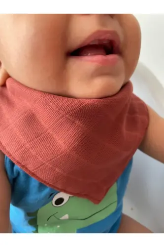 (12 ta) Muslin mato ikkita tugmali chaqaloq so'lagi va ro'mol - 4