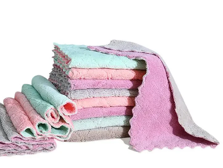 12 ta tozalash matosi oshxona matosi, idish sochiqlari Super changni yutuvchi Coral Velvet Dishtowels, Mikrofiber Premium yumshoq choy sochiqlari, tez quriydigan latta, ko'p maqsadli qayta ishlatiladigan sochiqlar, yopishqoq bo'lmagan yog 'matolari. - 1