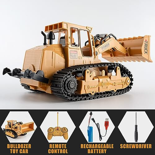 1/20 İnşaat Buldozer Oyuncak - Çocuk Oyuncak Mühendislik Kazıcı Kamyon, 6 7 8 9 Yaşındaki Erkek ve Kız Çocukları İçin Uzaktan Kumandalı Hidrolik Oyuncak Araba, Çocuklar İçin Yeni Başlayan Araba Traktör Araç Doğum Günü Hediyeleri - 3