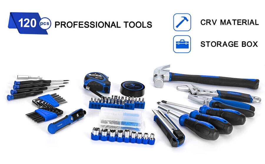 120-Piece Home Repair Tool Set, PROSTORMER General Household Hand Tool Kit with Tool Box Storage Case for Apartment, Garage, Dorm and Office - 6