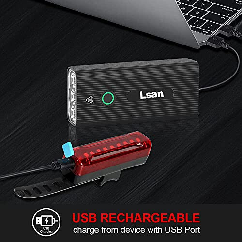 Super Bright Bike Lights for Night Riding,Bike Lights Front and Back,3 LED USB Rechargeable Bicycle Light,Bike Headlight with Power Bank Function,IPX5 Waterproof,3+5 Light Modes - 15