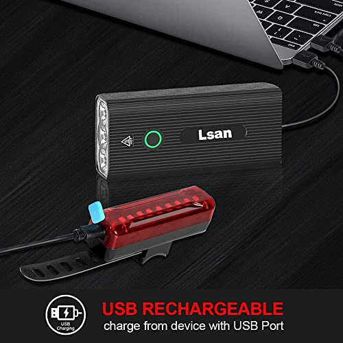 Super Bright Bike Lights for Night Riding,Bike Lights Front and Back,3 LED USB Rechargeable Bicycle Light,Bike Headlight with Power Bank Function,IPX5 Waterproof,3+5 Light Modes - 9